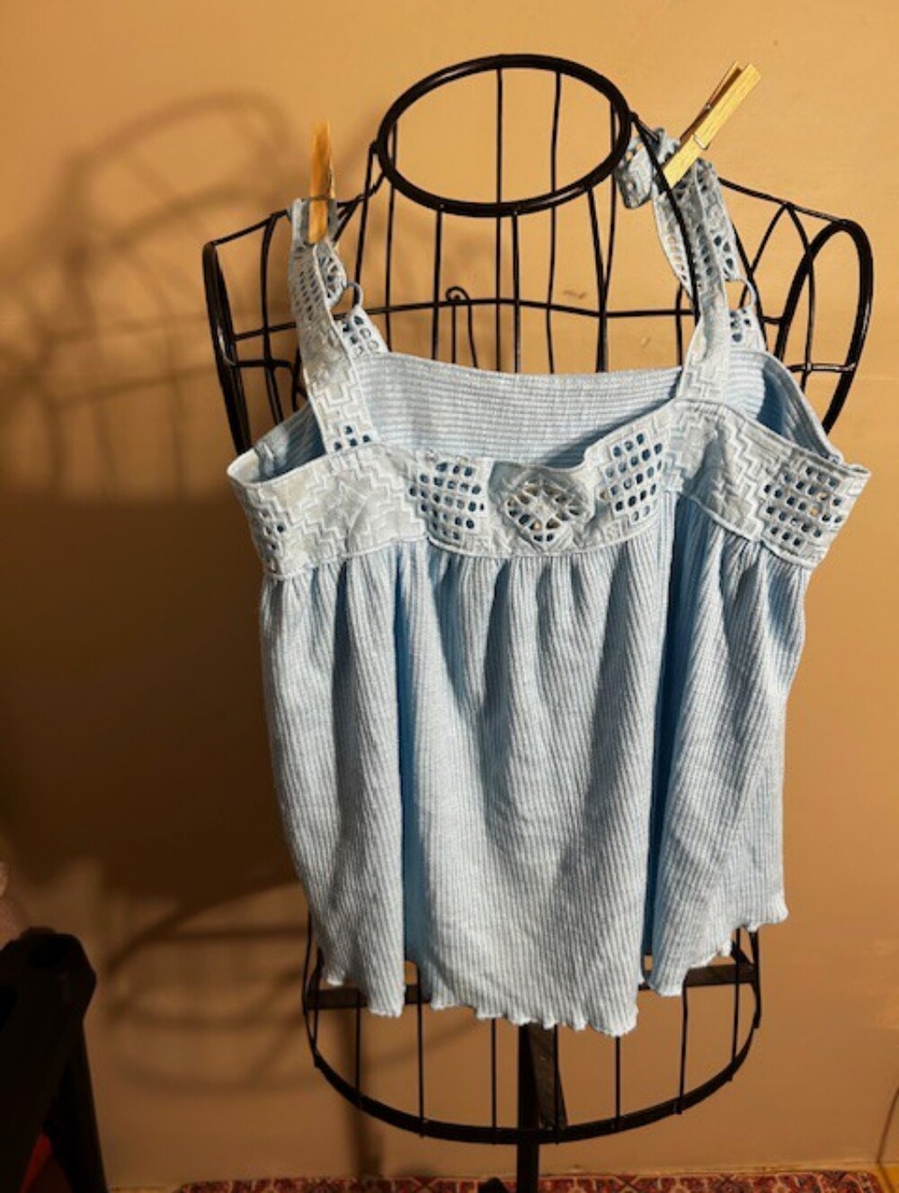 🍋‍🟩 size extra small womens shirt crop top blouse light blue festival summer